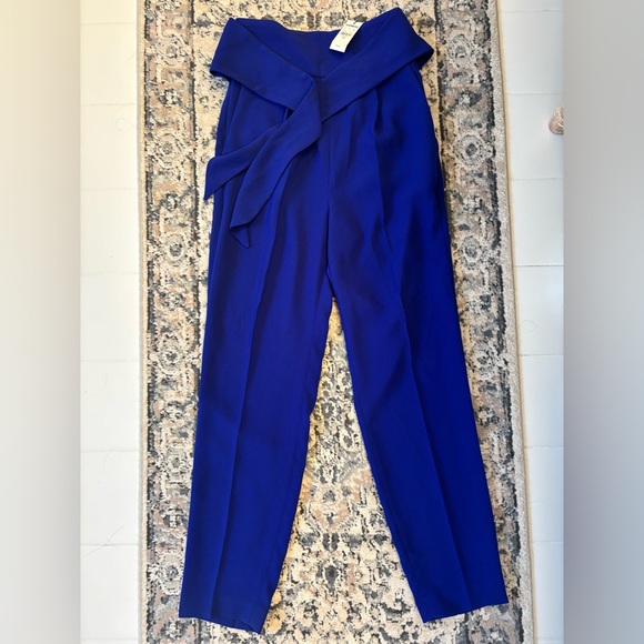Express Blue Tapered Trousers with Wrap Waistband - Picture 1 of 5